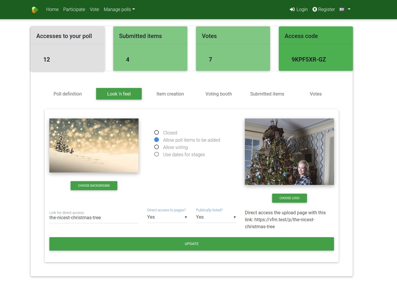 Poll admin console